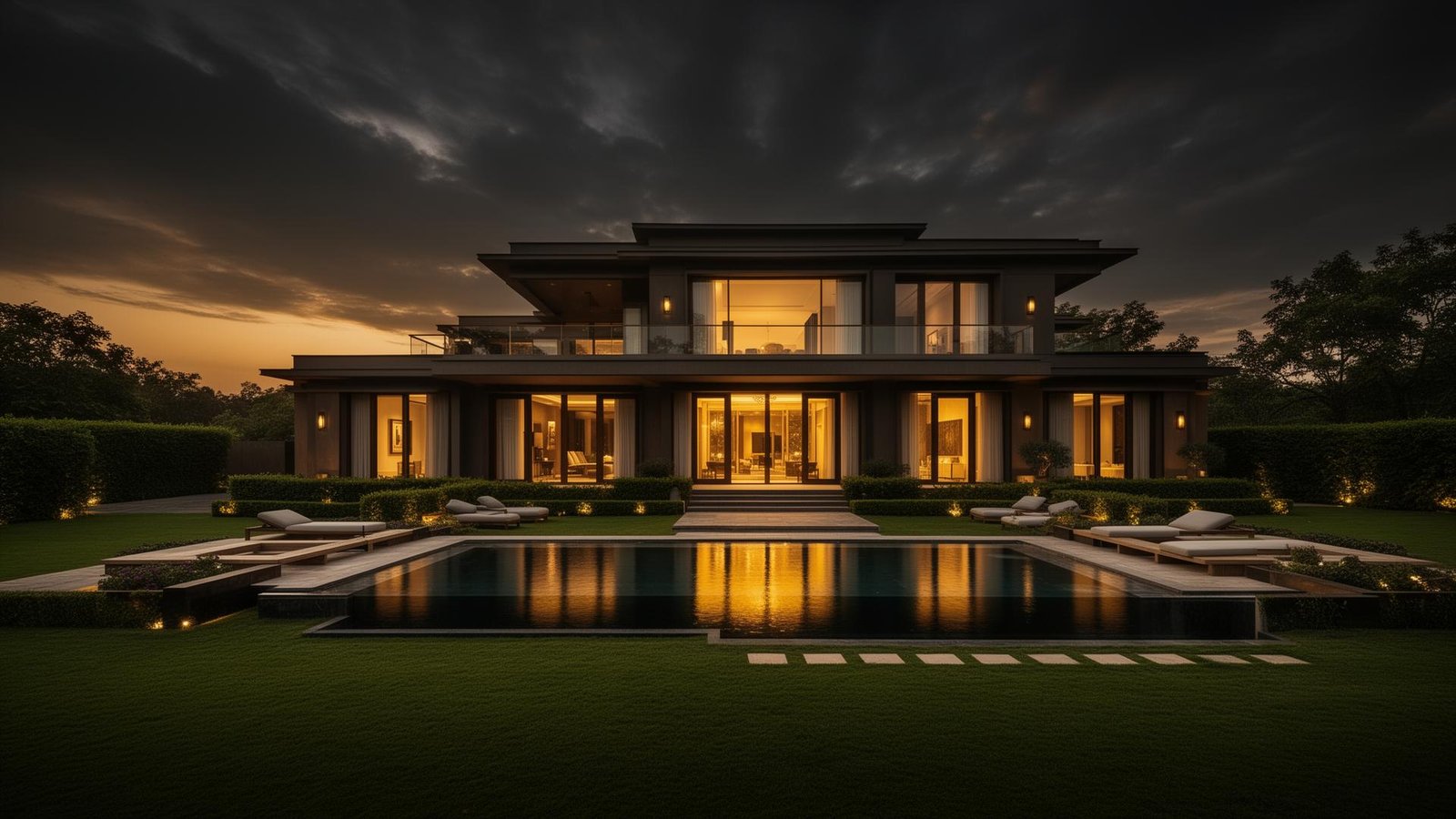 Luxury farmhouse villa at golden hour representing North India real estate insights