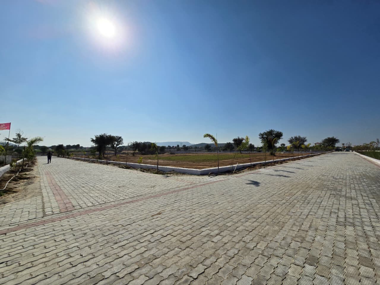 Hill Station Valley — Panoramic view of plot bands and Aravalli ridges, Jaipur, Rajasthan farmhouse project by Koncept Infra Studios